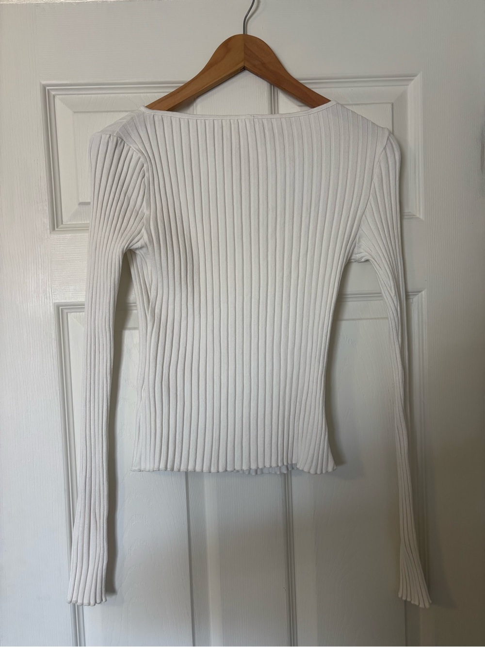 Free People Cream Ribbed Button-Front Long Sleeve Top - Picture 7 of 7